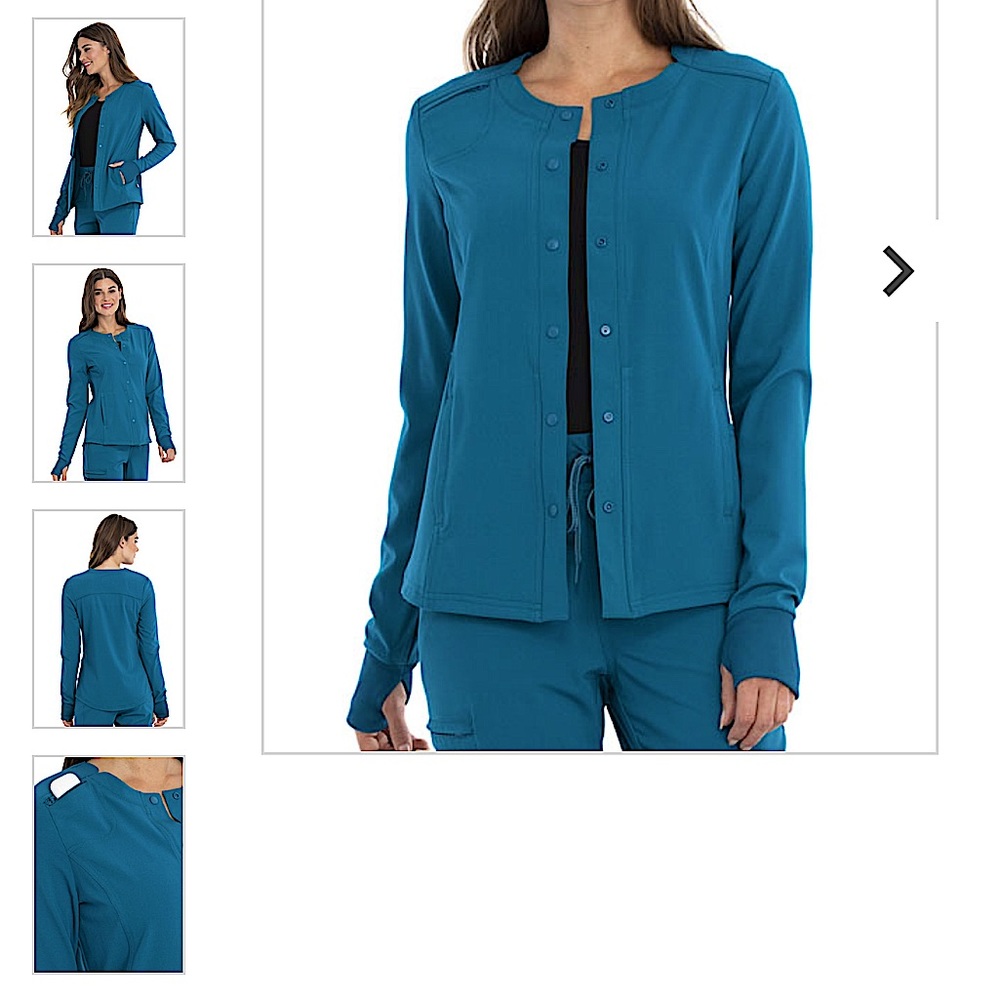 Euphoria by Cherokee Scrub Jackets. Color: Caribbean Blue   Size XL